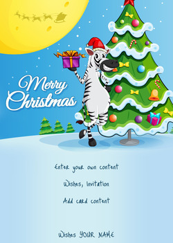 Karta s vánoční zebra